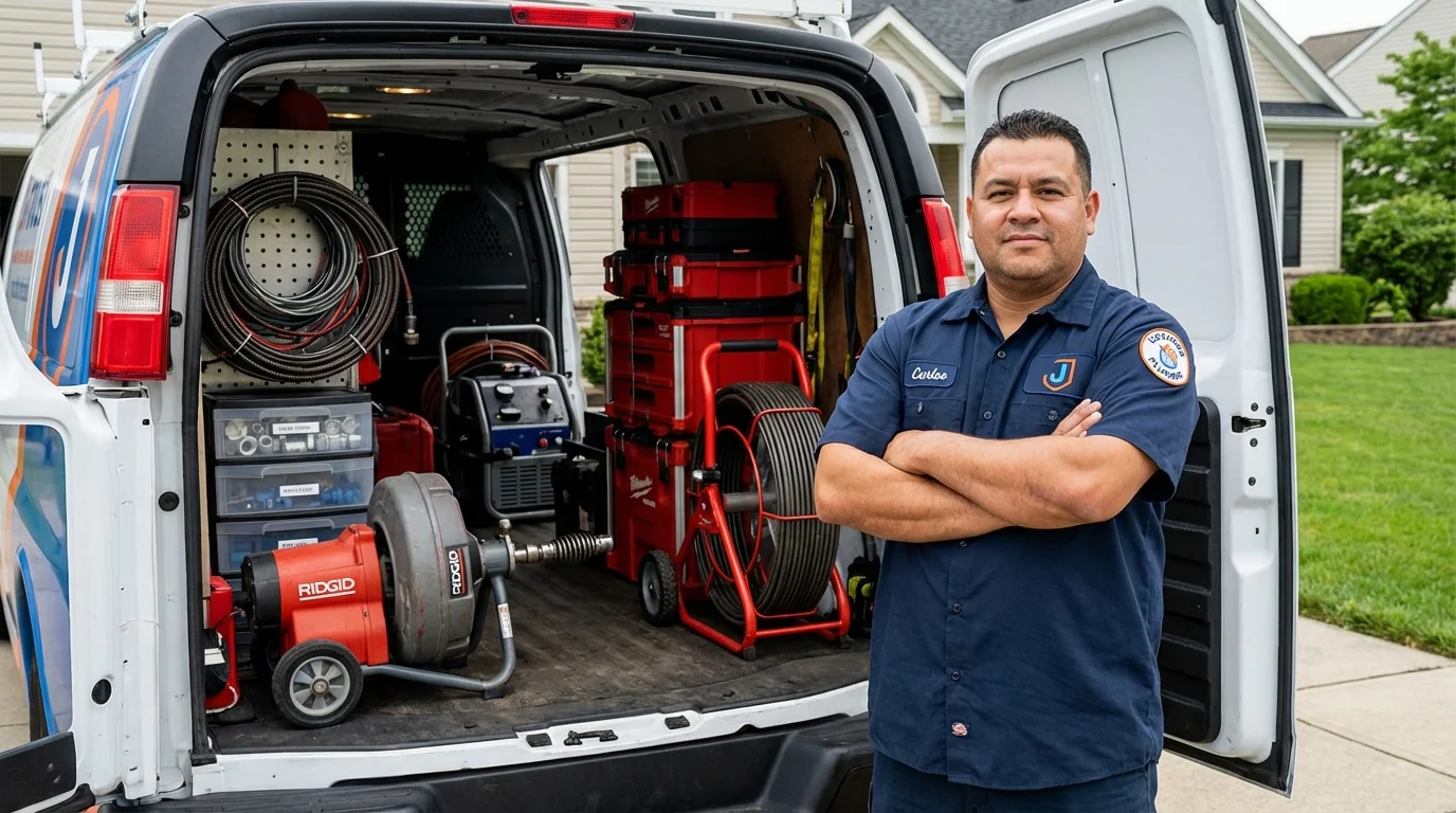 Professional drain cleaning equipment and Johns Plumbing LLC plumber in Maysville