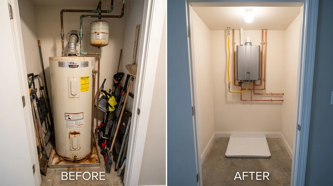 Tank water heater versus wall-mounted tankless unit comparison for Maysville, MO homeowners